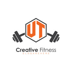 Obraz premium initial monogram for Fitness logo with Polygon style design