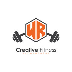 initial monogram for Fitness logo with Polygon style design