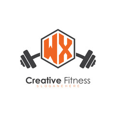 initial monogram for Fitness logo with Polygon style design