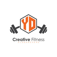 Obraz premium initial monogram for Fitness logo with Polygon style design