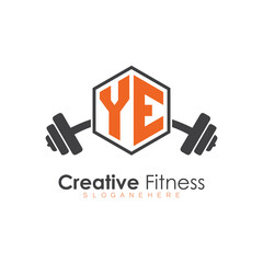 initial monogram for Fitness logo with Polygon style design