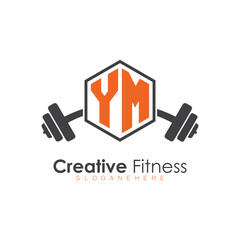 initial monogram for Fitness logo with Polygon style design