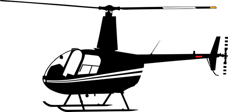 Bell 206 Jet Ranger Helicopter Silhouette &ndash; Civilian Aircraft Vector Illustration