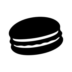 A Simple Black and White Icon of a Macaron Pastry