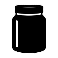 A Simple Black Silhouette Icon of a Glass Jar Container