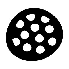 Black Circle with Irregularly Shaped White Cutouts Representing a Film Reel or Abstract Design