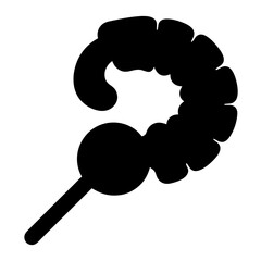A black silhouette of a segmented lollipop on a stick