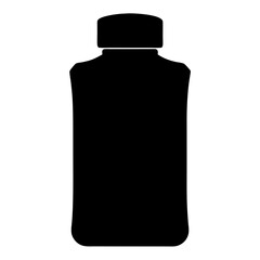 Black Silhouette of a Plastic Bottle with a Cap for Liquid Products