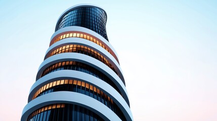 Abstract Spiraling Tower  Geometric Architecture Render