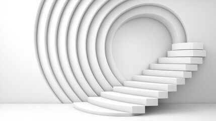 Obraz premium Abstract White Spiral Staircase in Minimalist 3D Rendering