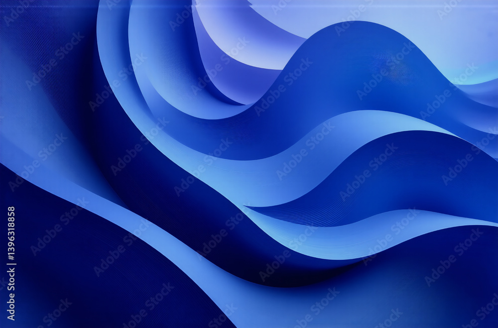 Poster abstract flowing blue waves create a soothing and calming visual. layers of curved shapes undulate g