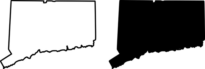 Connecticut state border map outline and silhouette vector graphic isolated image