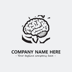 Brain illustration black and white for logo company vector image
