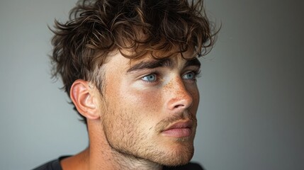 Obraz premium Young Male Portrait with Clean Skin and Studio Look