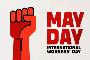A bold raised fist in vibrant red symbolizes unity and strength, representing the spirit of labor and social justice during International Workers' Day festivities worldwide.