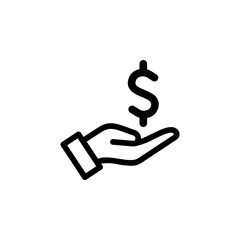 hand holding a dollar icon. Symbol of finance, investment, giving money, or charity
