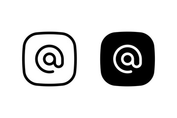 email or at symbol @ on a square. Perfect for illustrating email address, contact information, online communication, and related concepts