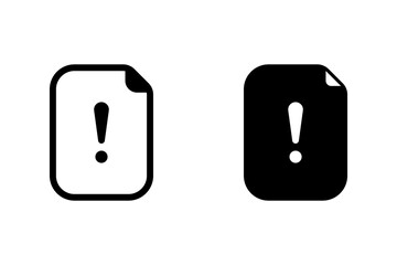 collection of exclamation point on a document or page icon. Represents warning, error, problem, or urgent information