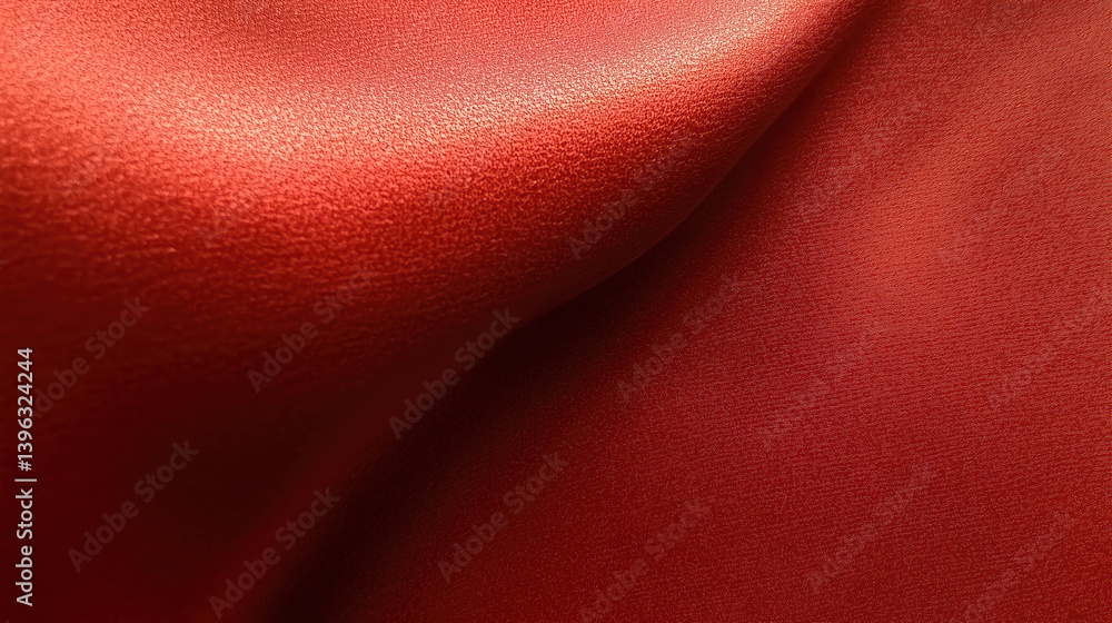 Poster smooth red fabric fold texture background - abstract satin or silk cloth surface with soft light and