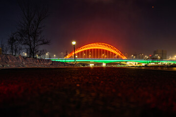 Night view of the Yitong River in Changchun, China during the Lantern Festival