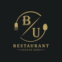 initial monogram logo With restaurant Circle shape logo design.