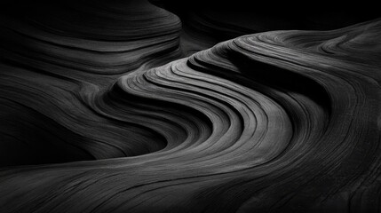 Fototapeta premium Smooth canyon stone in grayscale shows natural curves and striations, with undulating texture