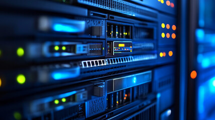 Fototapeta premium Close-up of Super Computer Background. Ai generated.