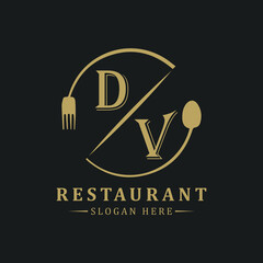 initial monogram logo With restaurant Circle shape logo design.