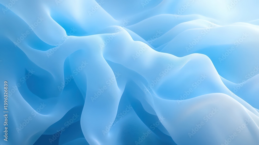 Aufkleber abstract organic light blue and white 3d render featuring flowing shapes and undulating terrain in a