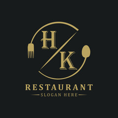 initial monogram logo With restaurant Circle shape logo design.
