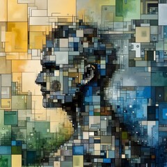 Abstract Human Form in Geometric Patterns
