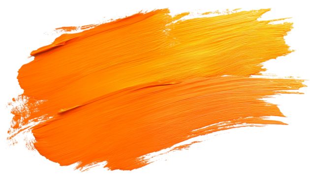 Painting brush strokes. Orange brush stroke on transparent background. Brush effect, wall painting. Brushes.