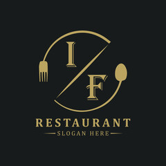 initial monogram logo With restaurant Circle shape logo design.