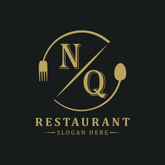 initial monogram logo With restaurant Circle shape logo design.