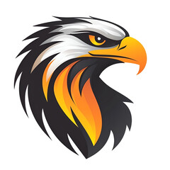 Obraz premium Eagle Head Profile Illustration Featuring Majestic Feathers and Captivating Colors with Transparent Background Ideal for Wildlife Themes and Design Projects