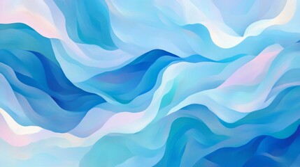 Fototapeta premium Swirling blue waves blend with light colors, creating an abstract fluid landscape of movement and depth