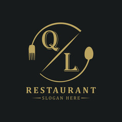 initial monogram logo With restaurant Circle shape logo design.