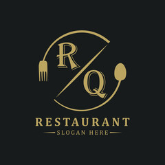 initial monogram logo With restaurant Circle shape logo design.