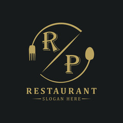 initial monogram logo With restaurant Circle shape logo design.