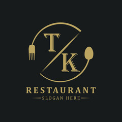 initial monogram logo With restaurant Circle shape logo design.