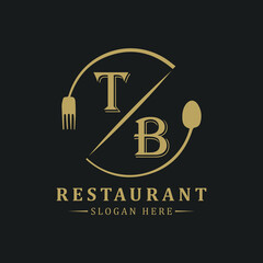 initial monogram logo With restaurant Circle shape logo design.