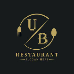 initial monogram logo With restaurant Circle shape logo design.