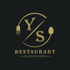initial monogram logo With restaurant Circle shape logo design.