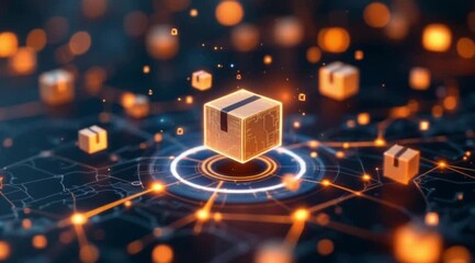 3D rendering of package delivery system on digital map