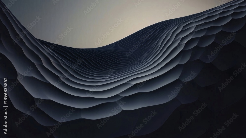 Wall mural wavy layered texture. dark and neutral tones create an abstract dimensional effect