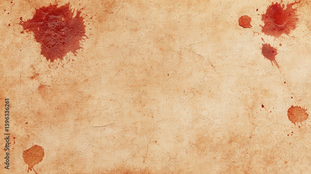 Poster abstract rustic beige texture background with dark red splatters and uneven color intensities