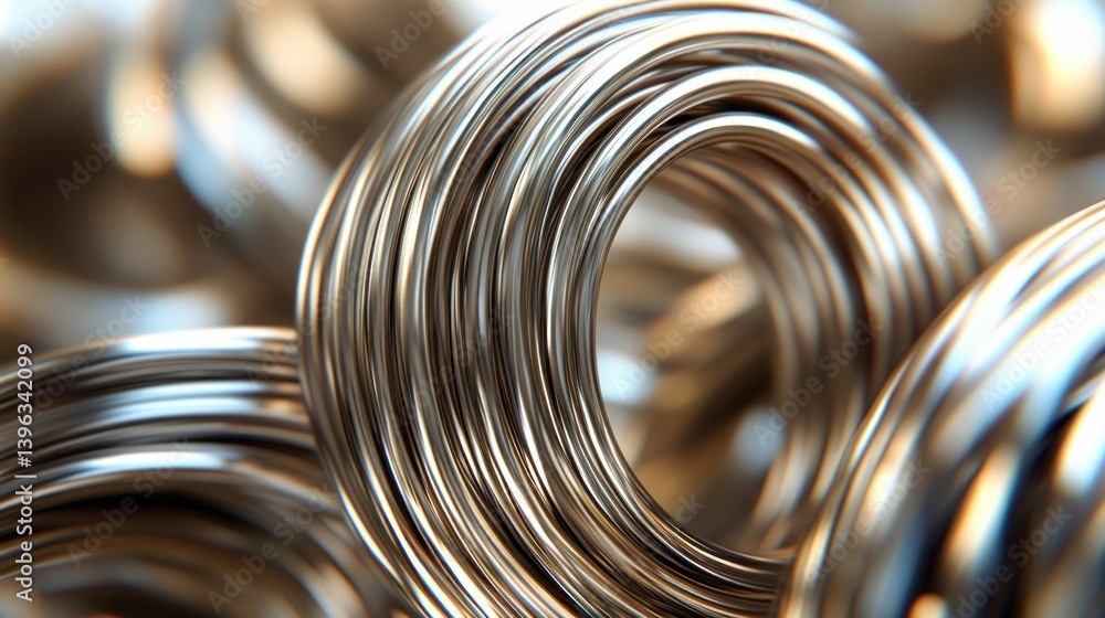 Aufkleber abstract metallic swirls. a mesmerizing array of polished metal rings in a dynamic, swirling pattern