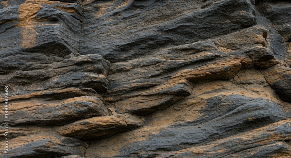Poster layered rock formation displaying textures and geological patterns