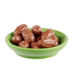 Dates Bowl 3D Icon Illustration