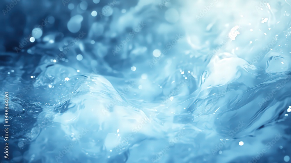Poster abstract turquoise water waves with bokeh highlights in soft focus close up for background use